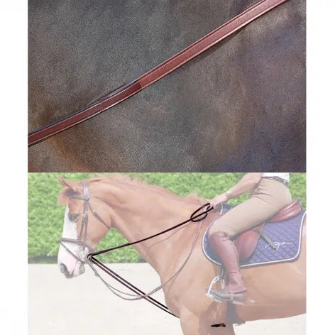 Dyon New English Rubber Lined Leather Draw Reins