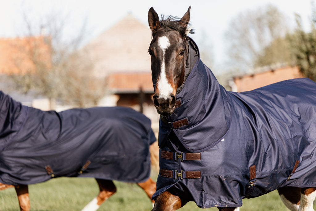 Kentucky Horsewear Turnout Rug All Weather Quick Dry Fleece with Neck 150g - shown in navy
