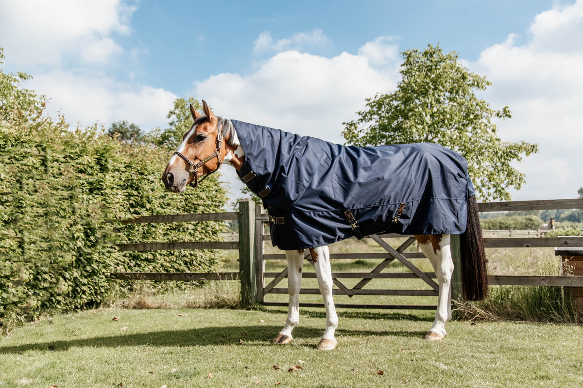 Kentucky Horsewear Turnout Rug All Weather Quick Dry Fleece with Neck 150g - shown in navy