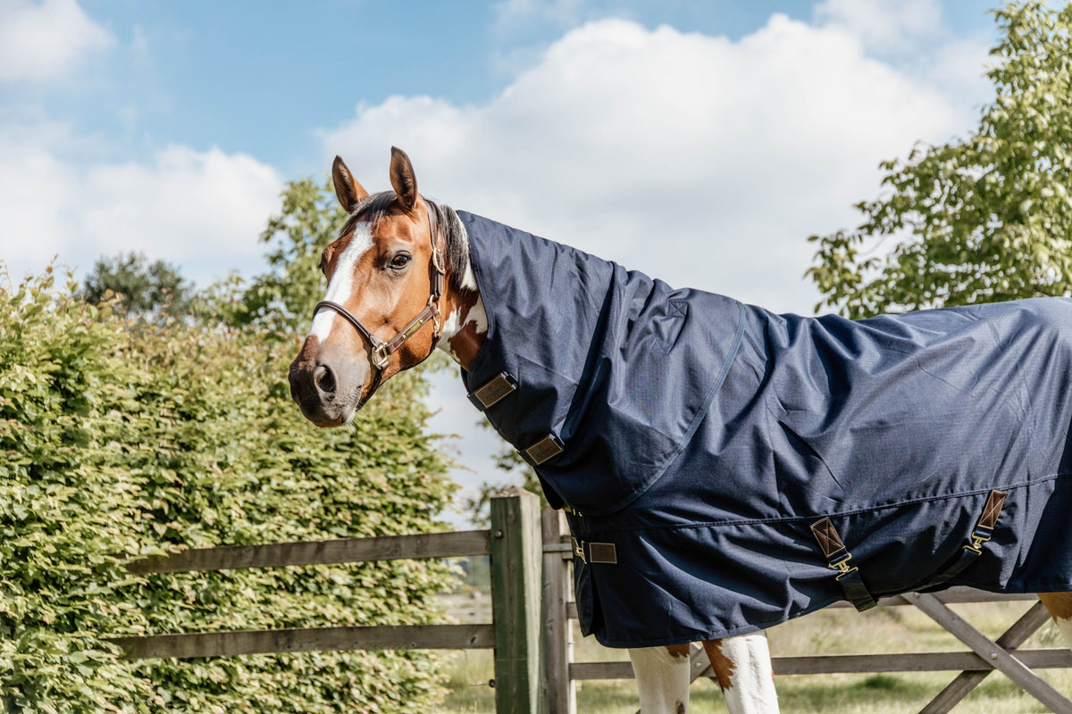 Kentucky Horsewear Turnout Rug All Weather Quick Dry Fleece with Neck 150g - shown in navy