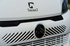 Front detail of a Theault XTEO horsebox showing the lower grille and Theault branding
