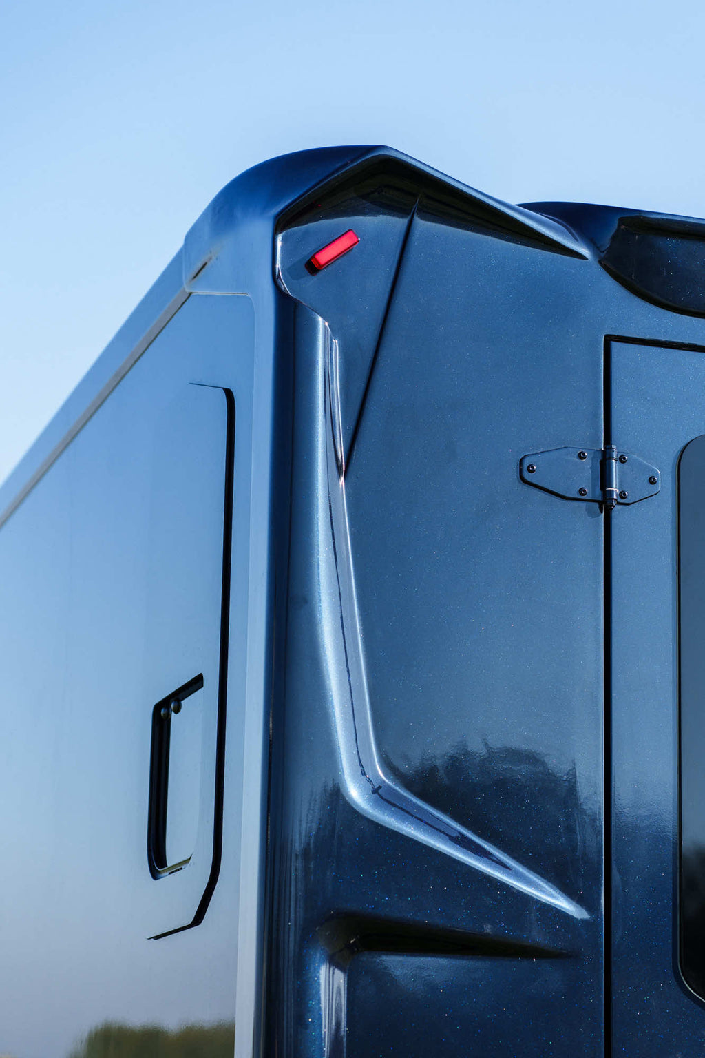 Rear corner body detail of a Theault Aero Master horsebox