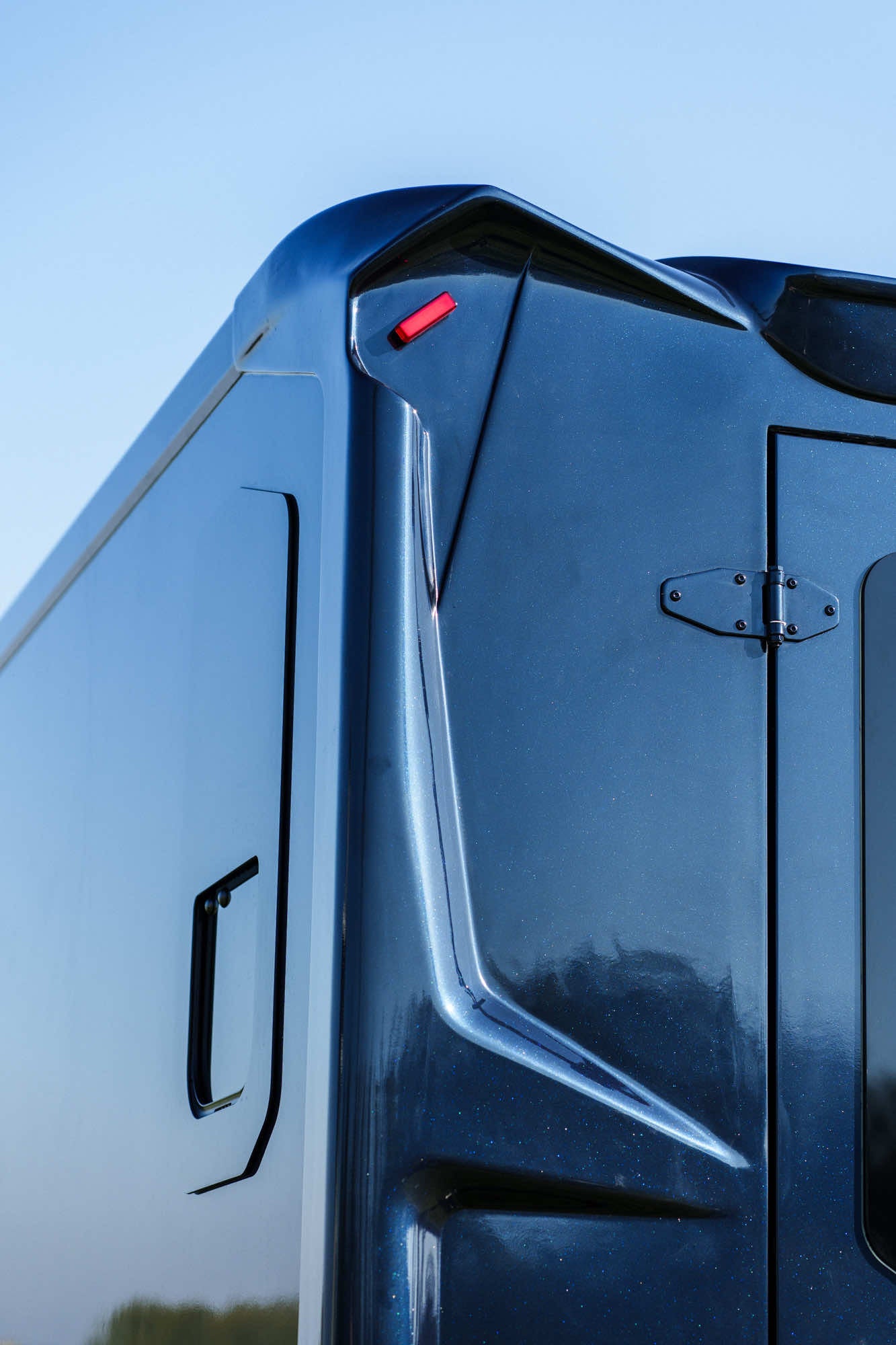 Rear corner body detail of a Theault Aero Master horsebox