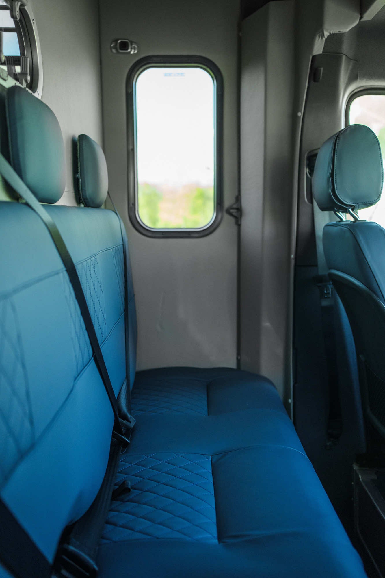 Interior partition and doorway of a Theault Aero Sprinter horsebox