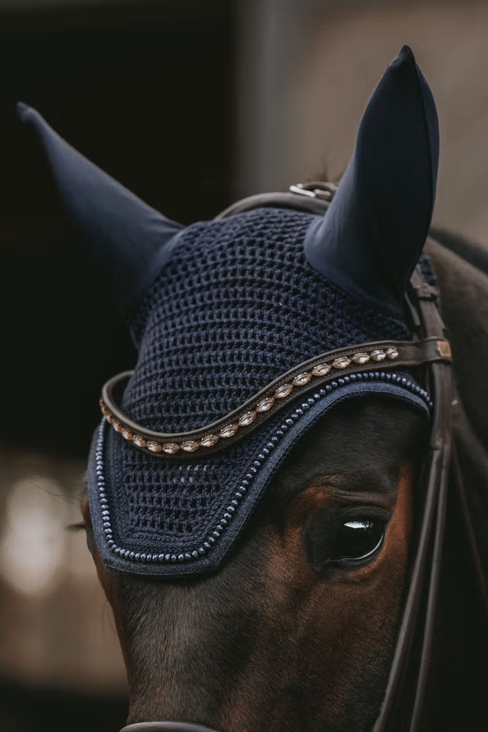 Kentucky Horsewear Fly Veil Wellington Glitter Dark Navy Pony