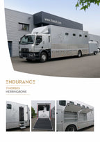 Theault Endurance horsebox layout for 7 horses in a herringbone configuration