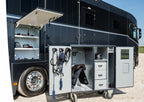 Exterior storage lockers on a Theault Elegance horsebox