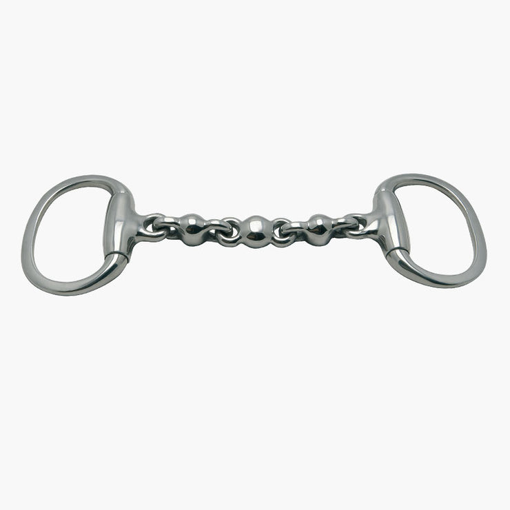 Stainless steel Waterford egg butt snaffle, triple link