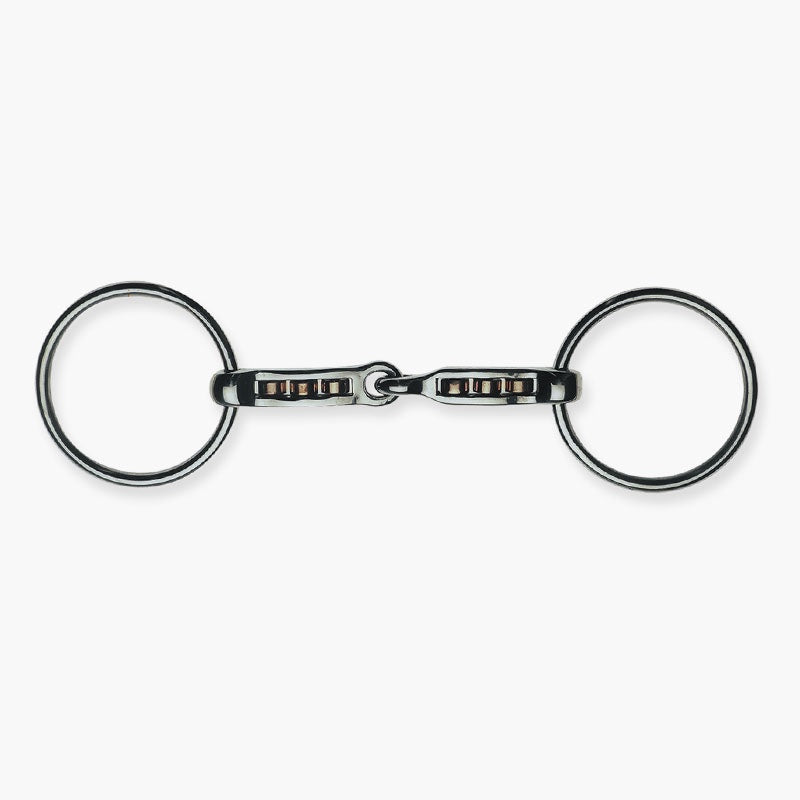 Metalab Loose Ring Snaffle Mac-Genis, Single Jointed, Copper Rollers 15mm
