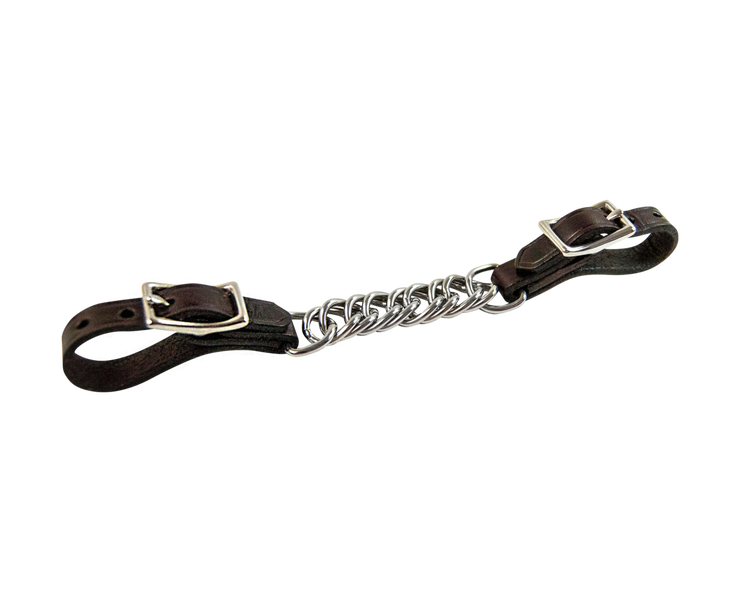 Curb chain with leather
