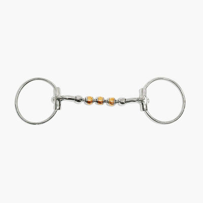 Loose ring snaffle, rotating copper rollers 10mm